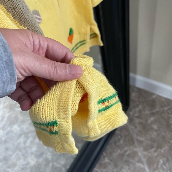 Vintage Quacker Factory Springtime Bunny Yellow Sweater Size 1X - Picture 5 of 8